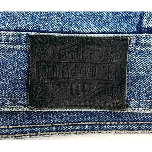 Harley Davidson Motorcycles Embroidered Patch Denim Vest Jacket Blue Mens XL - Picture 4 of 10
